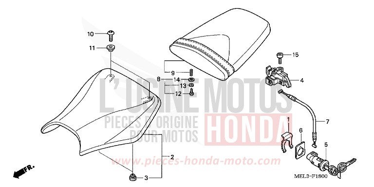 SEAT for CBR1000RR Fireblade PEARL SIREN BLUE-A (PB123TA) from 2007